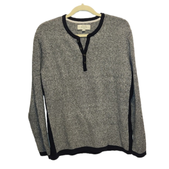 Hawker Rye cotton cashmere crewneck with 1/4 buttons long sleeve sweater. - Picture 1 of 9